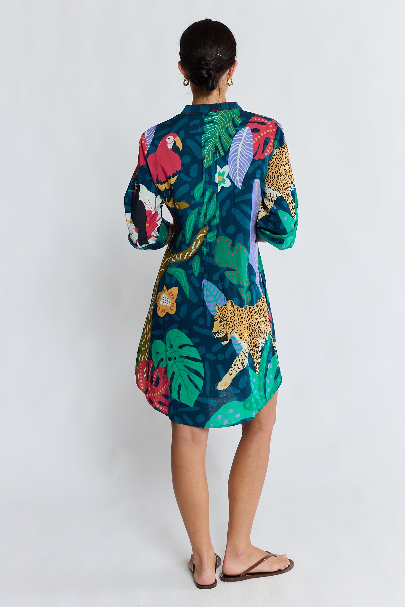 LulaLife Jungle Fever Tuck Dress Navy