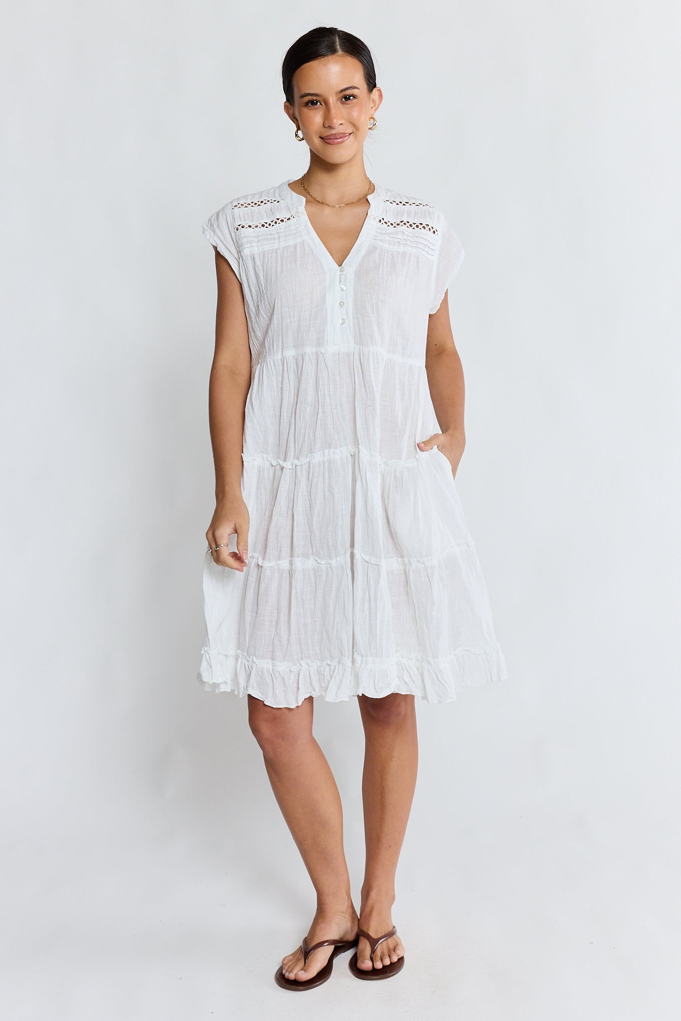 LulaLife Laverne Tier Dress White