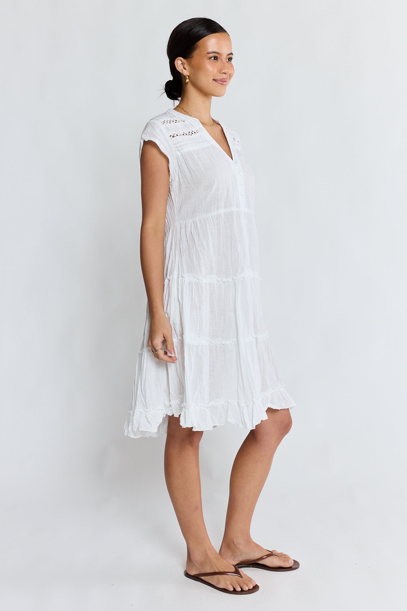 LulaLife Laverne Tier Dress White