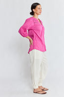 LulaLife Laverne Tuck Shirt Fuschia