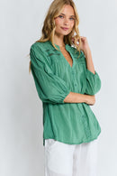 LulaLife Laverne Tuck Shirt Gumleaf
