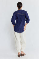 LulaLife Laverne Tuck Shirt Navy