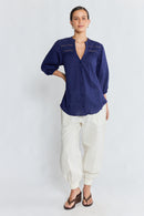 LulaLife Laverne Tuck Shirt Navy