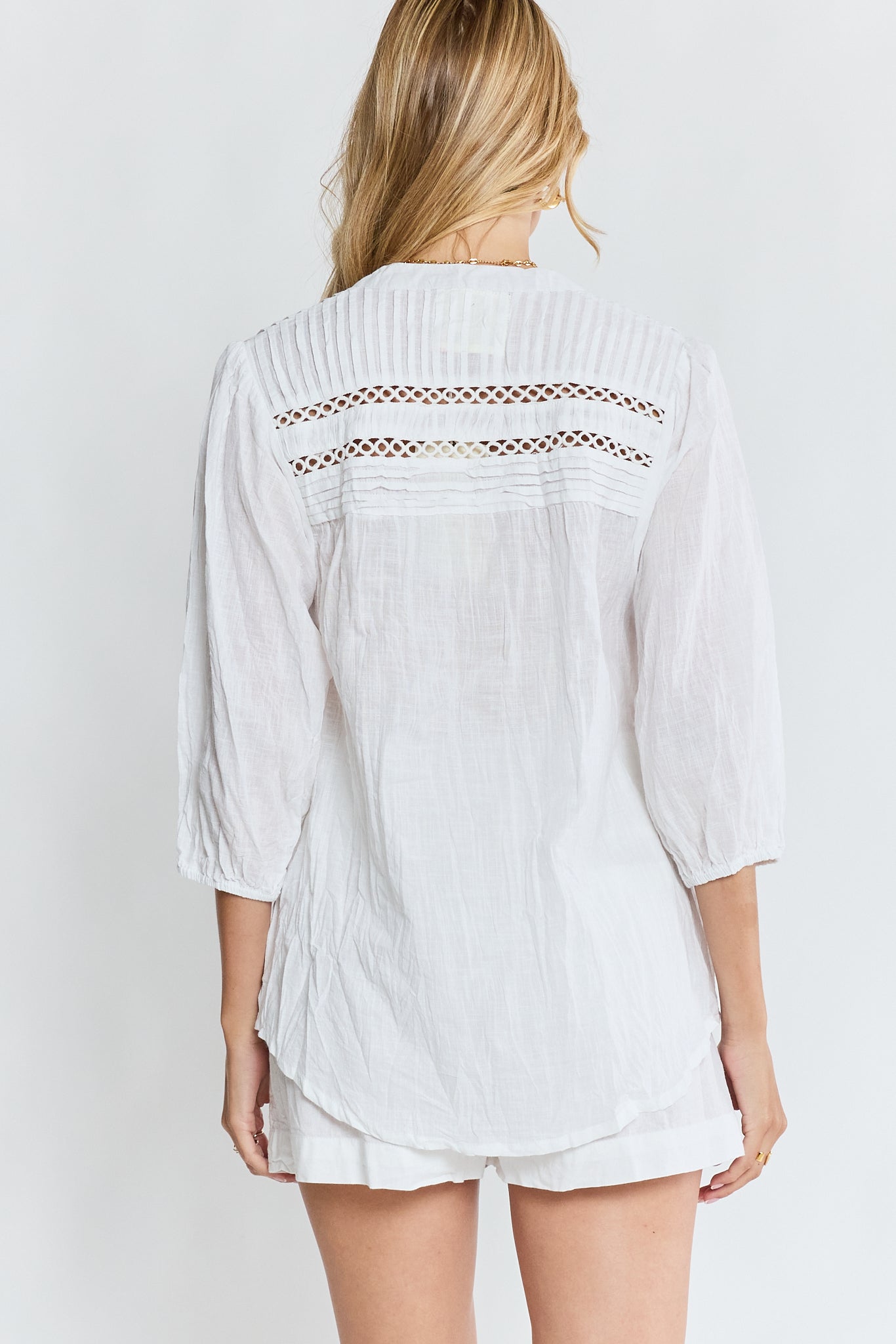 LulaLife Laverne Tuck Shirt White
