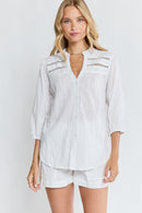 LulaLife Laverne Tuck Shirt White