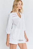 LulaLife Laverne Tuck Shirt White