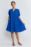 LulaLife Marilyn Button Dress Azure