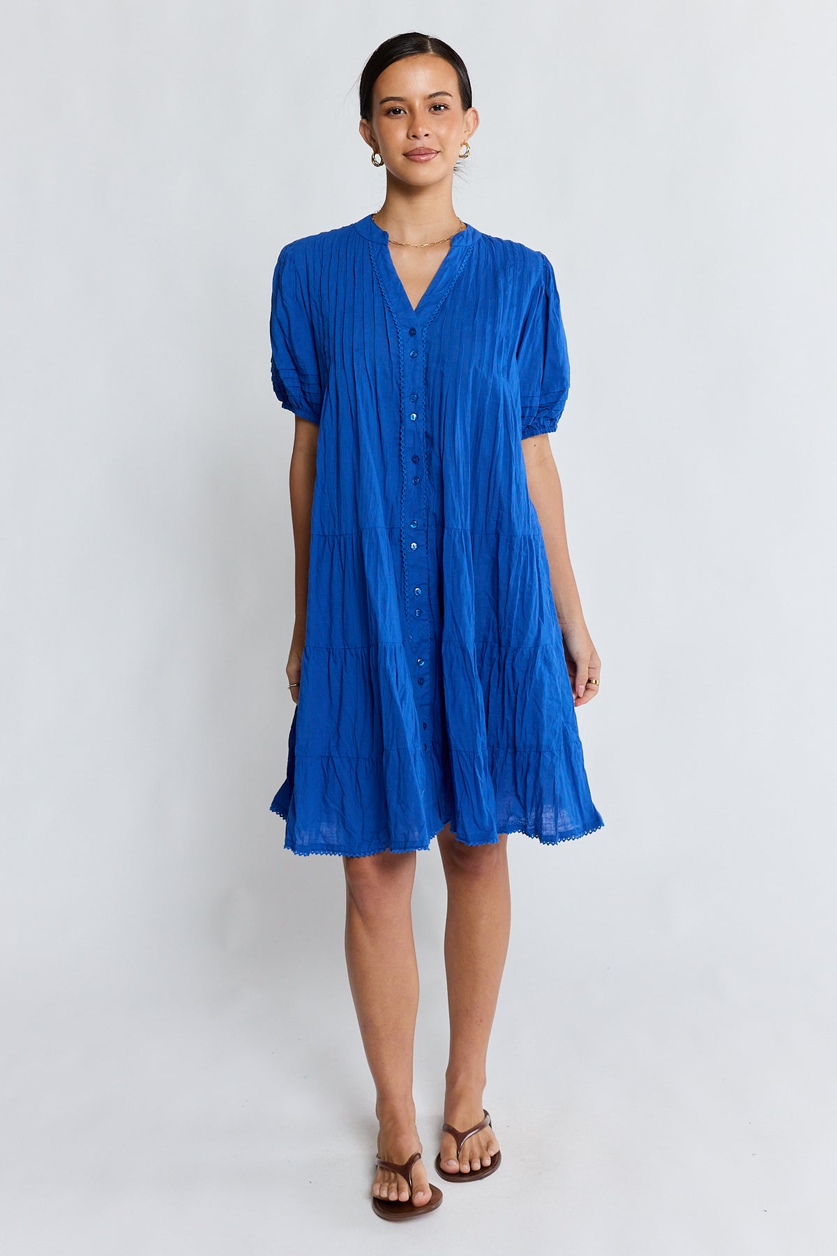 LulaLife Marilyn Button Dress Azure