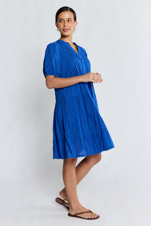 LulaLife Marilyn Button Dress Azure
