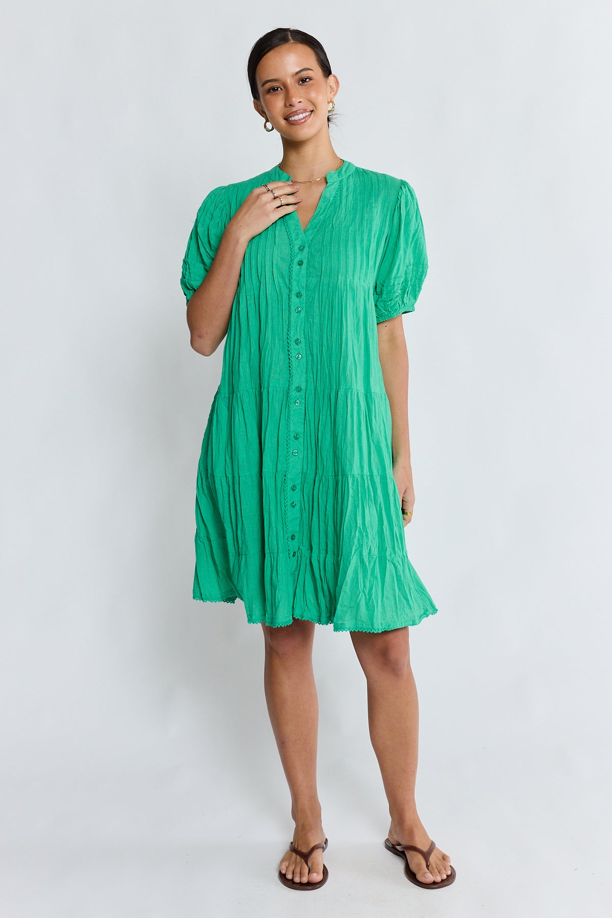 LulaLife Marilyn Button Dress Sea