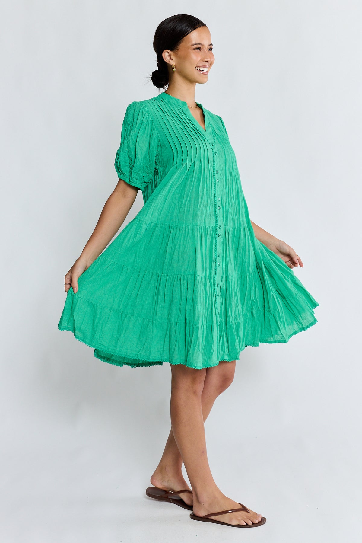 LulaLife Marilyn Button Dress Sea
