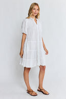 LulaLife Marilyn Button Dress White