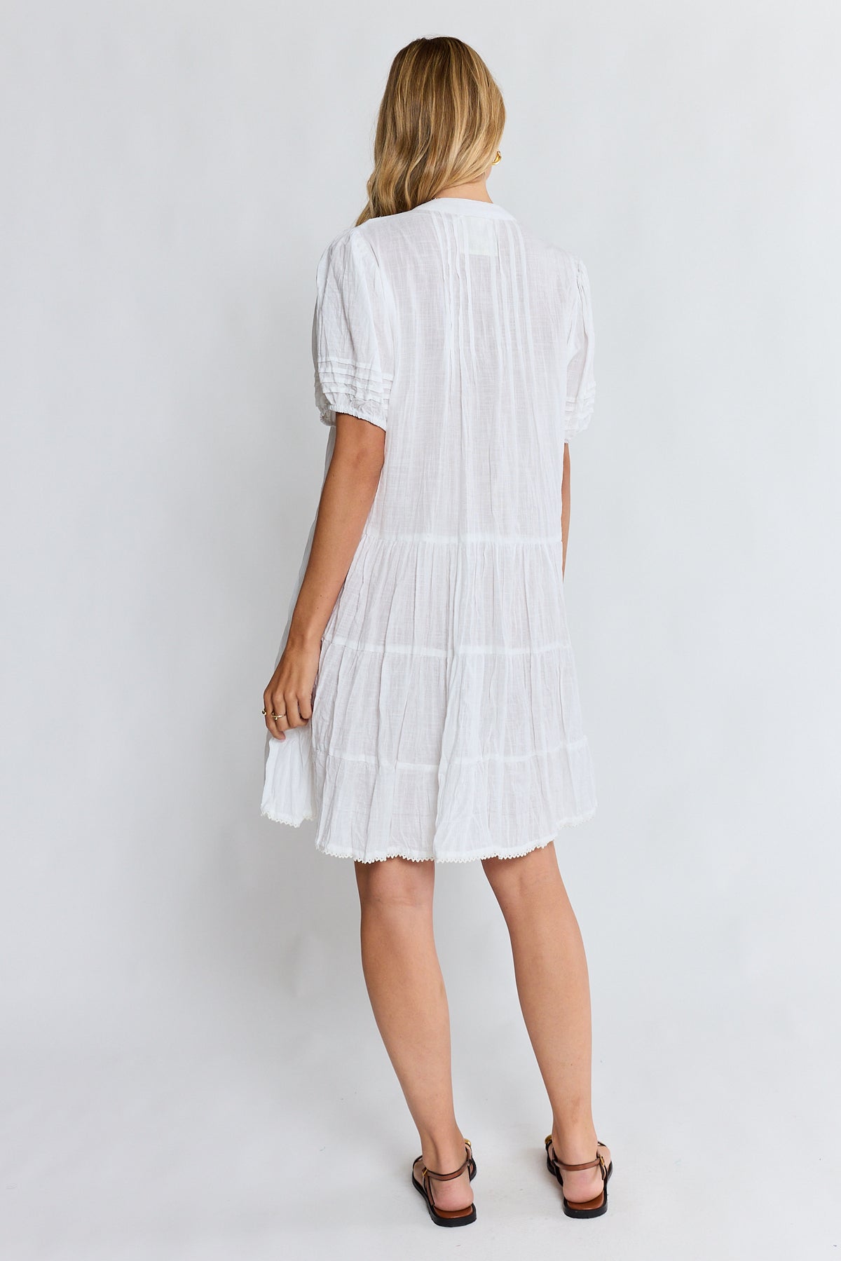 LulaLife Marilyn Button Dress White