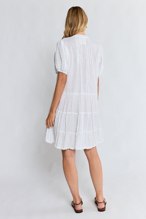 LulaLife Marilyn Button Dress White