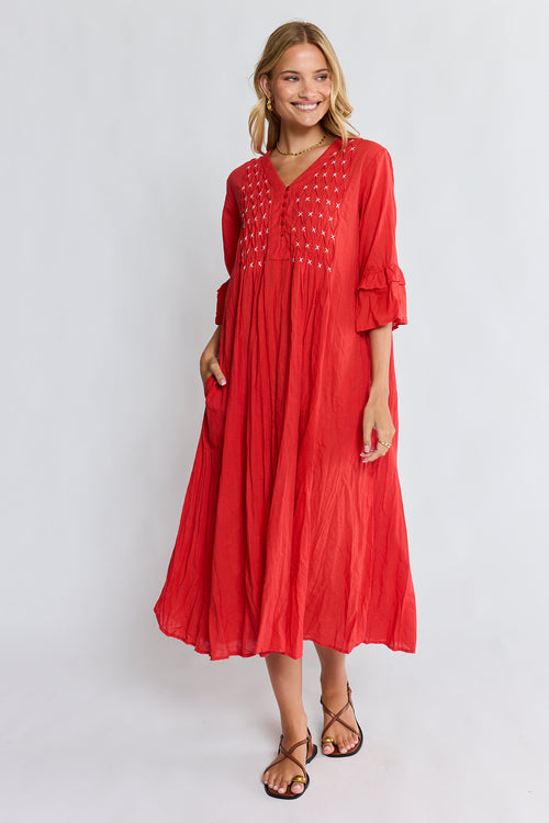 LulaLife Marilyn Midi Red