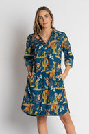 LulaLife Prairie Shirtdress Navy