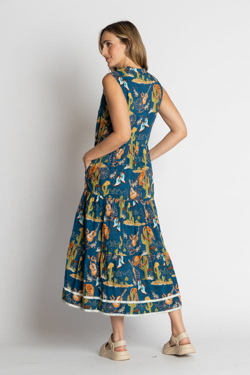 LulaLife Prairie Sleeveless Midi Navy