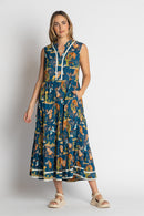 LulaLife Prairie Sleeveless Midi Navy