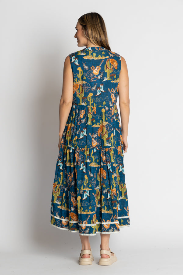 LulaLife Prairie Sleeveless Midi Navy
