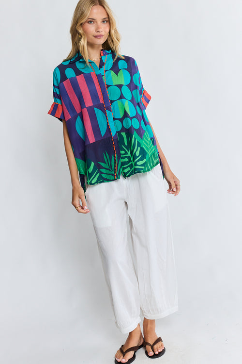 LulaLife Rhea Shirt Navy