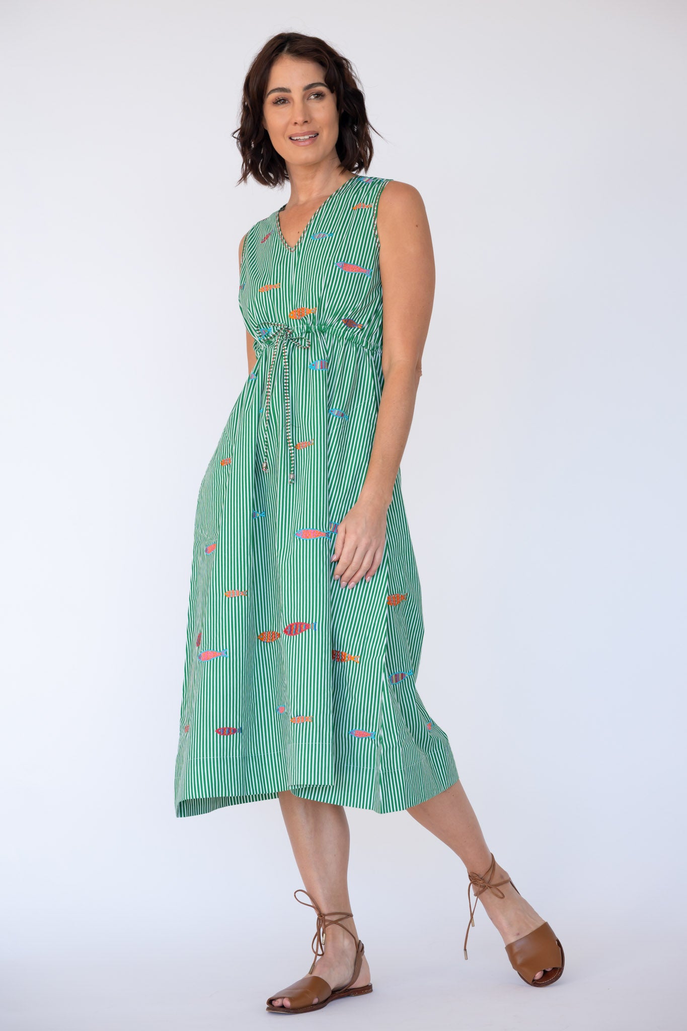 LulaLife Sardine Tie Midi Sea Stripe