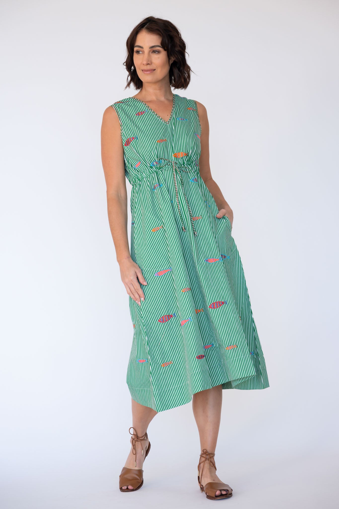 LulaLife Sardine Tie Midi Sea Stripe