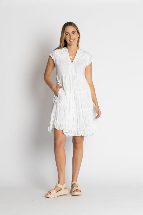 LulaLife Shayna Tiered Dress White