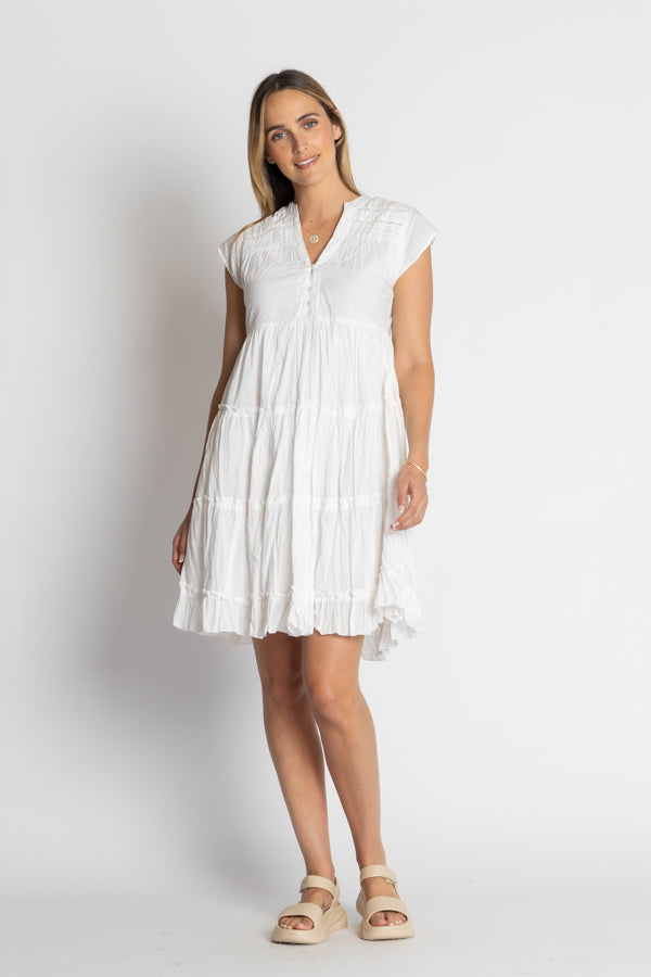 LulaLife Shayna Tiered Dress White