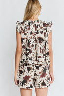 LulaLife Sylvie Top Cow Print