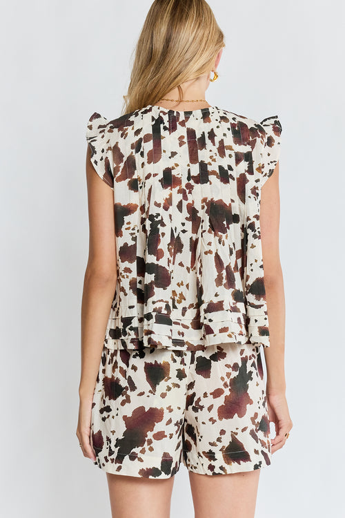 LulaLife Sylvie Top Cow Print