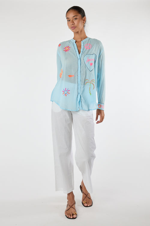 LulaLife Trixie Beach Shirt Blue