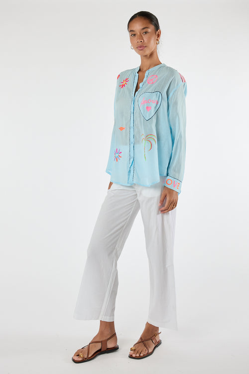 LulaLife Trixie Beach Shirt Blue