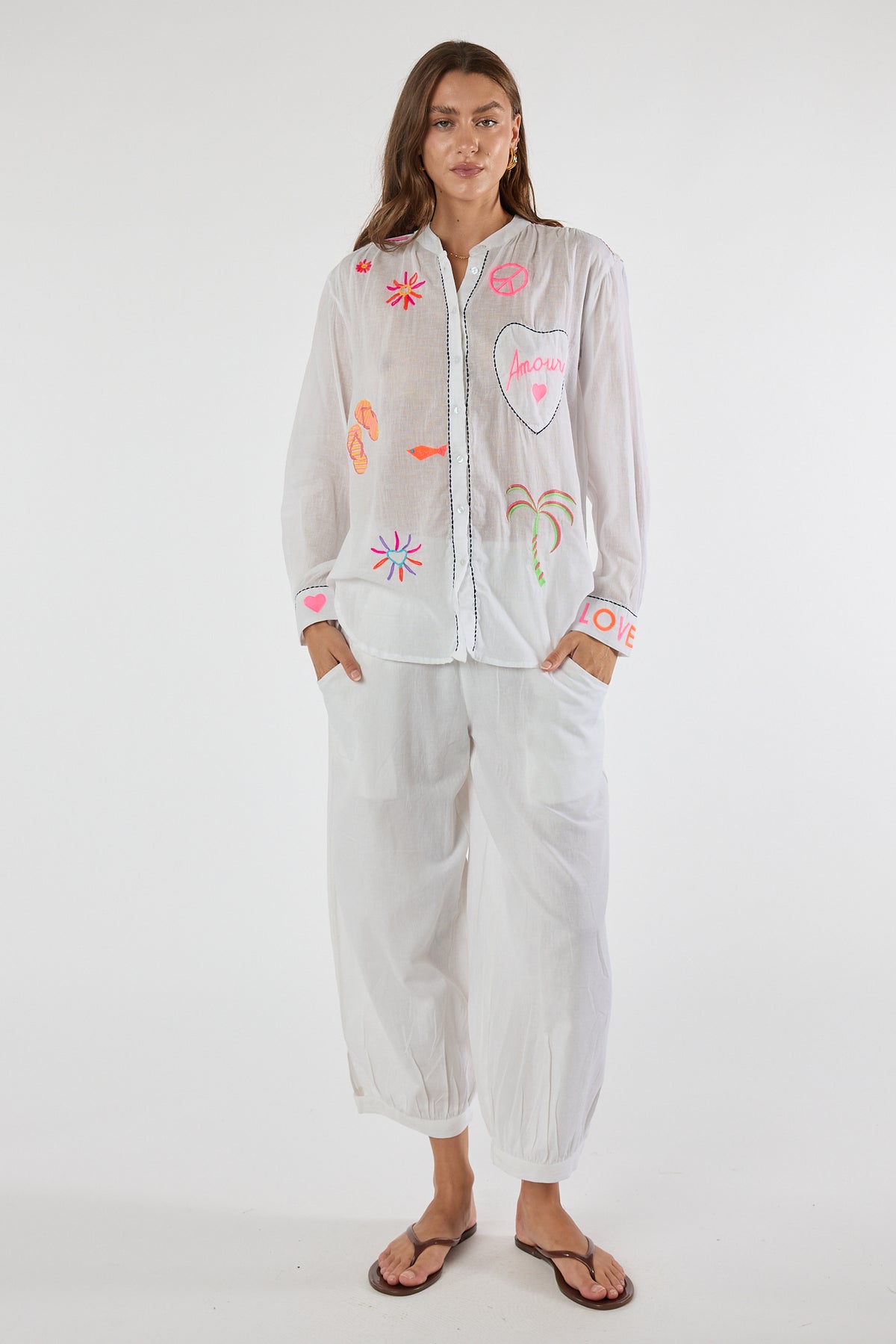 LulaLife Trixie Beach Shirt White