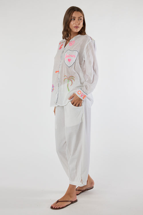 LulaLife Trixie Beach Shirt White