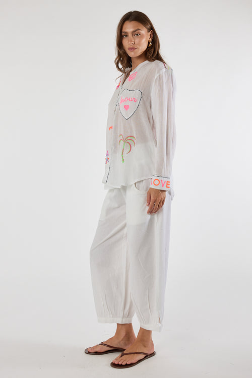 LulaLife Trixie Beach Shirt White