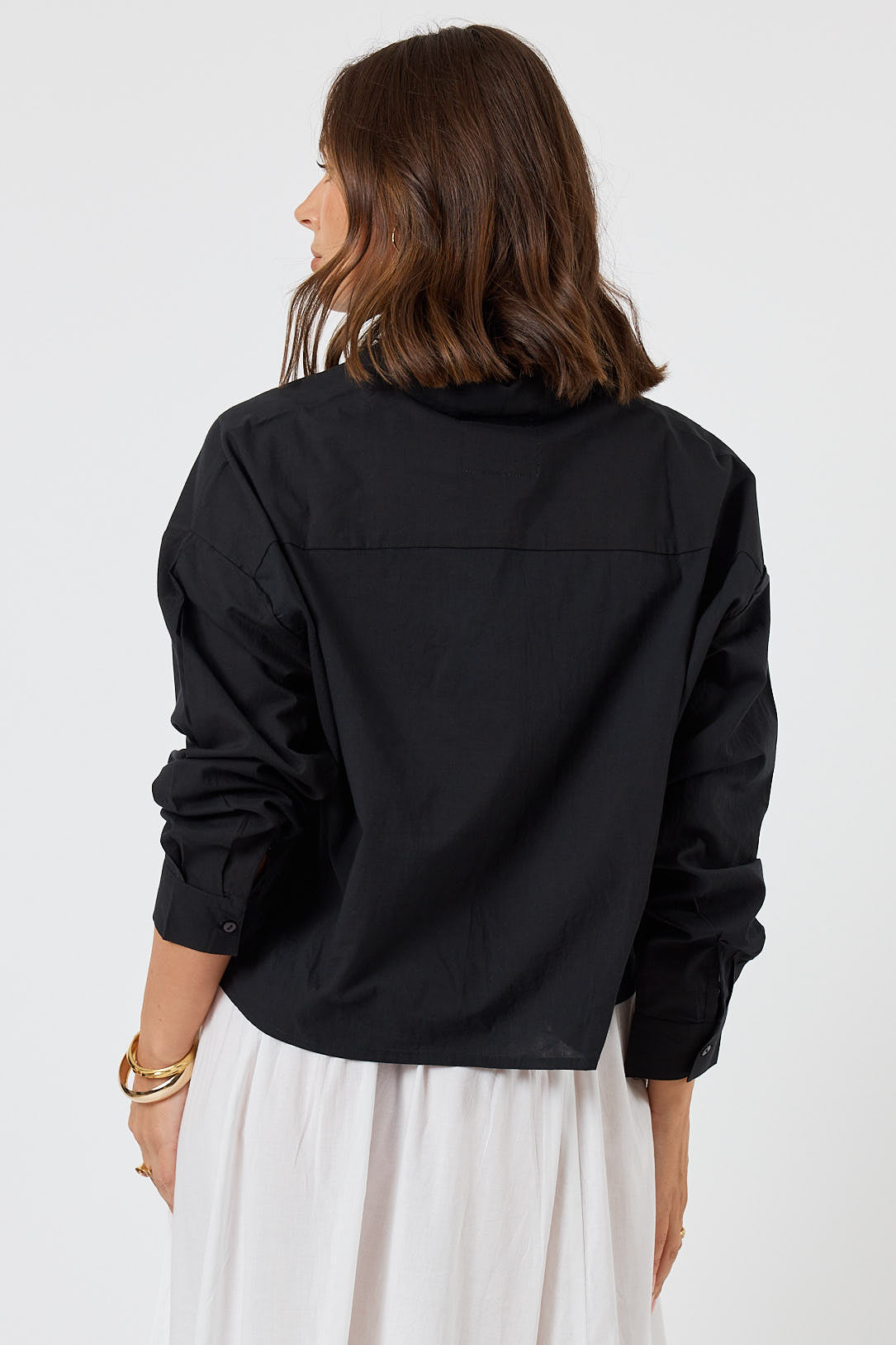 LulaLife Xenia Cropped Shirt Black