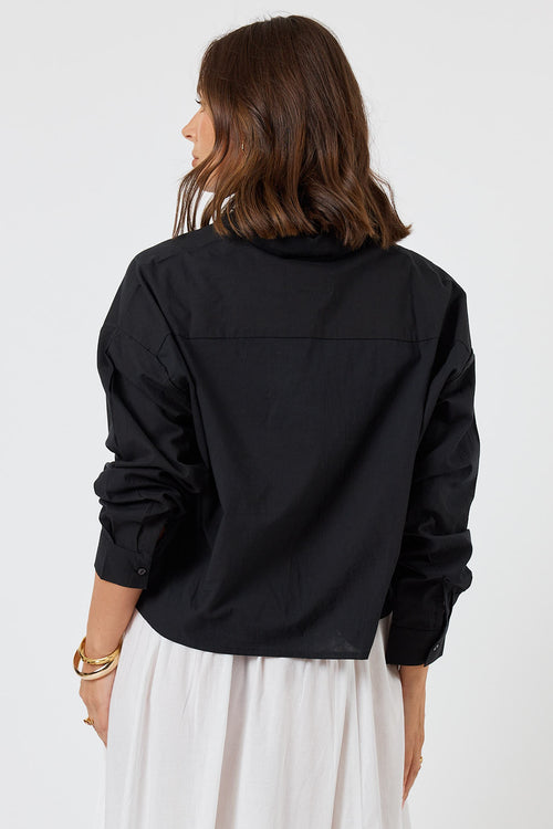 LulaLife Xenia Cropped Shirt Black