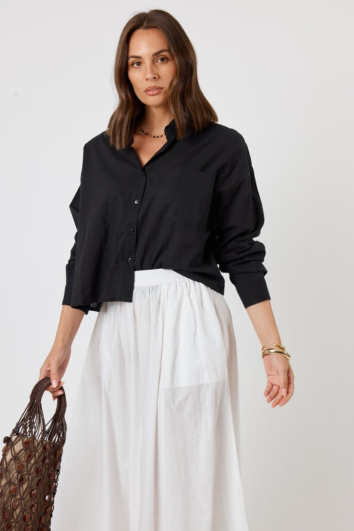 LulaLife Xenia Cropped Shirt Black