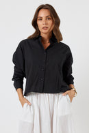 LulaLife Xenia Cropped Shirt Black