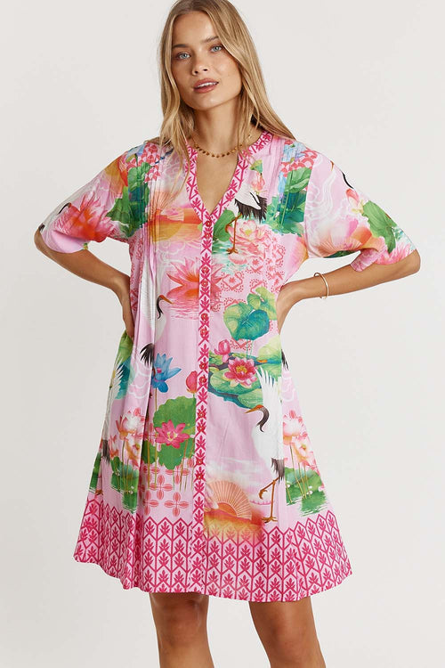 LulaLife Akiko Button Dress Orchid
