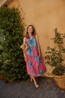 LulaLife Anaya Tiered Midi Pink