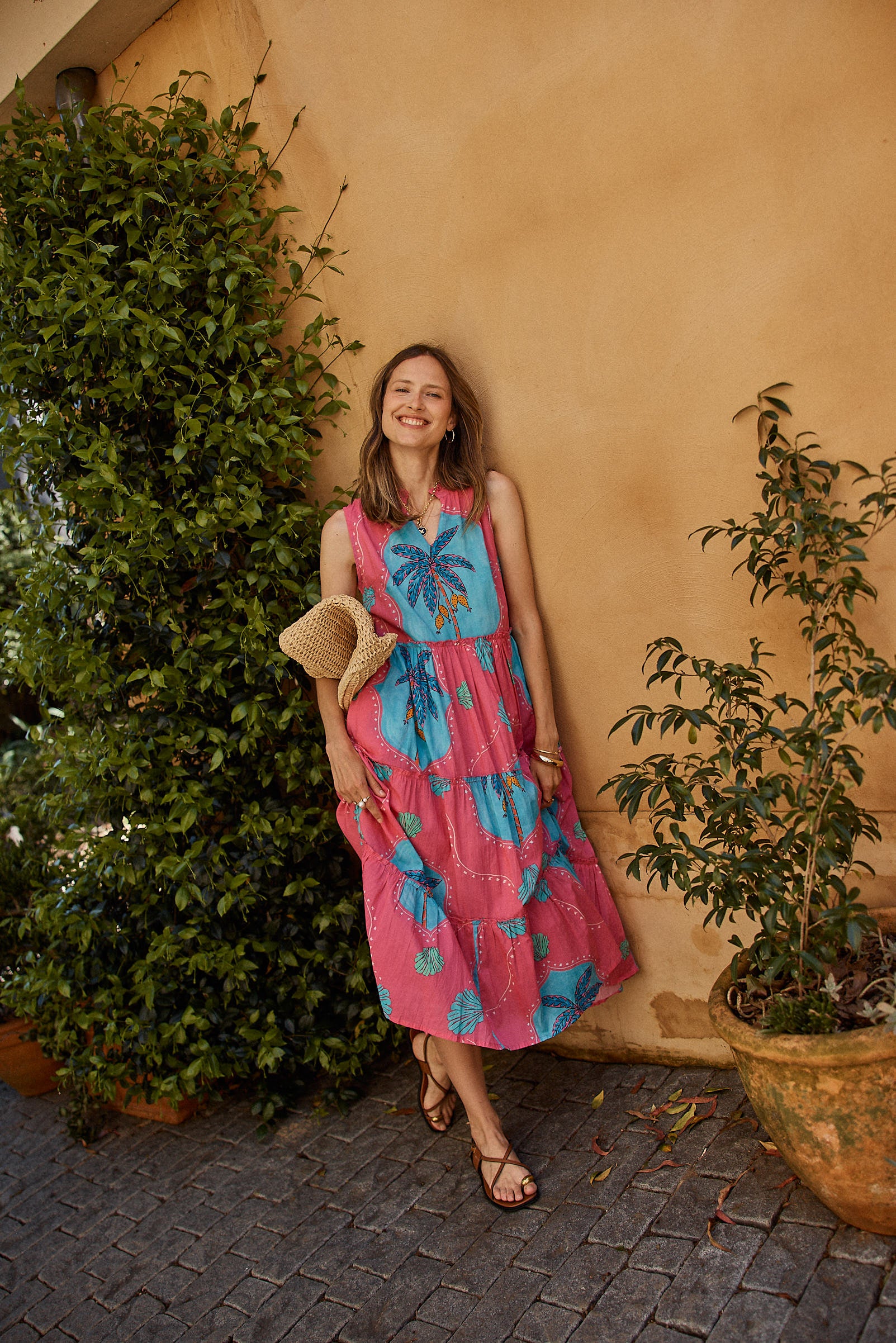LulaLife Anaya Tiered Midi Pink