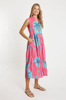 LulaLife Anaya Tiered Midi Pink