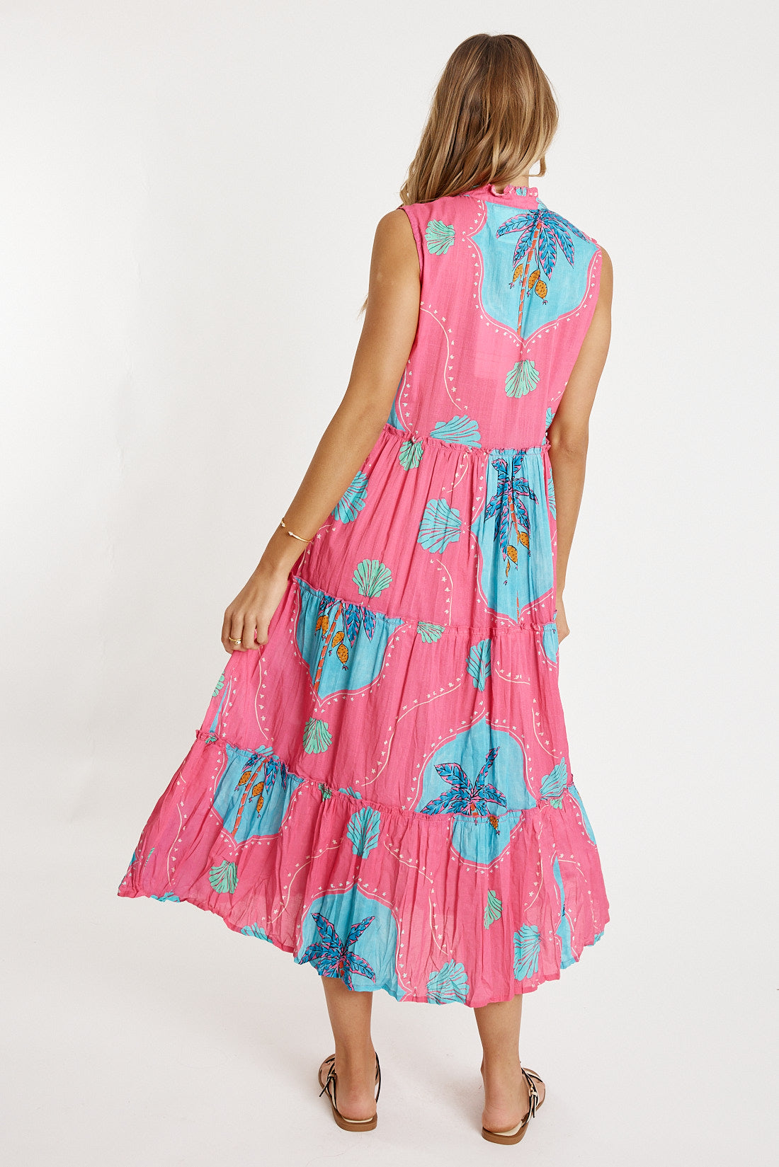 LulaLife Anaya Tiered Midi Pink