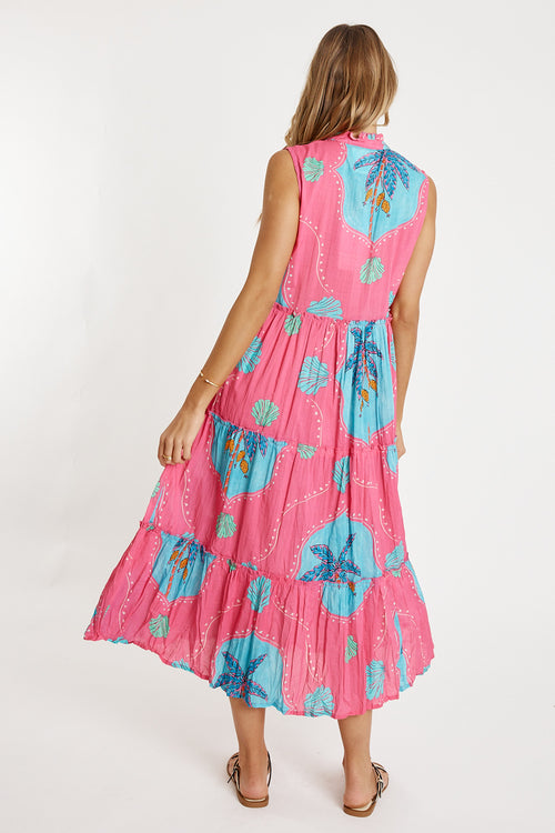 LulaLife Anaya Tiered Midi Pink