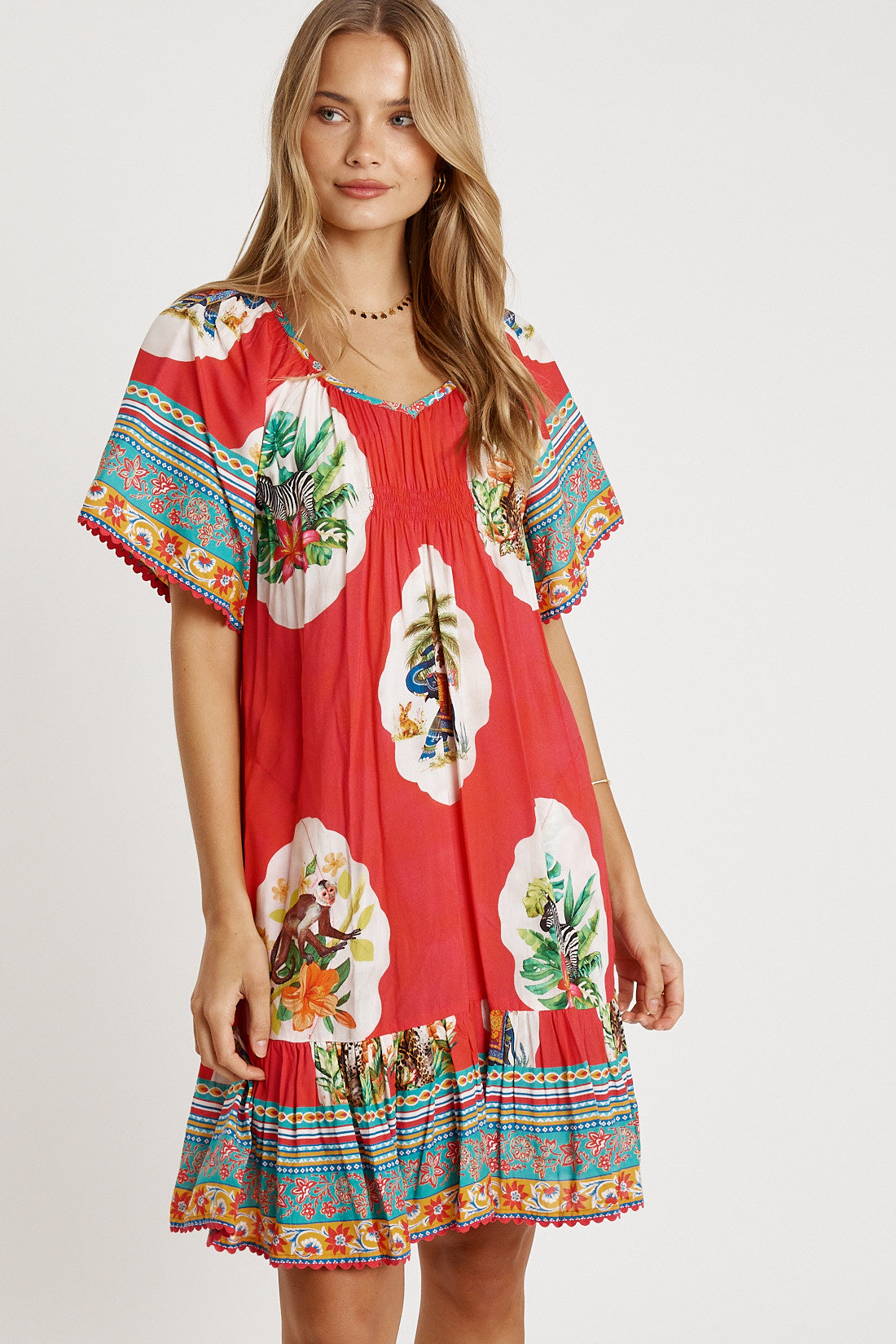 LulaLife Cyra Shirred Dress Melon