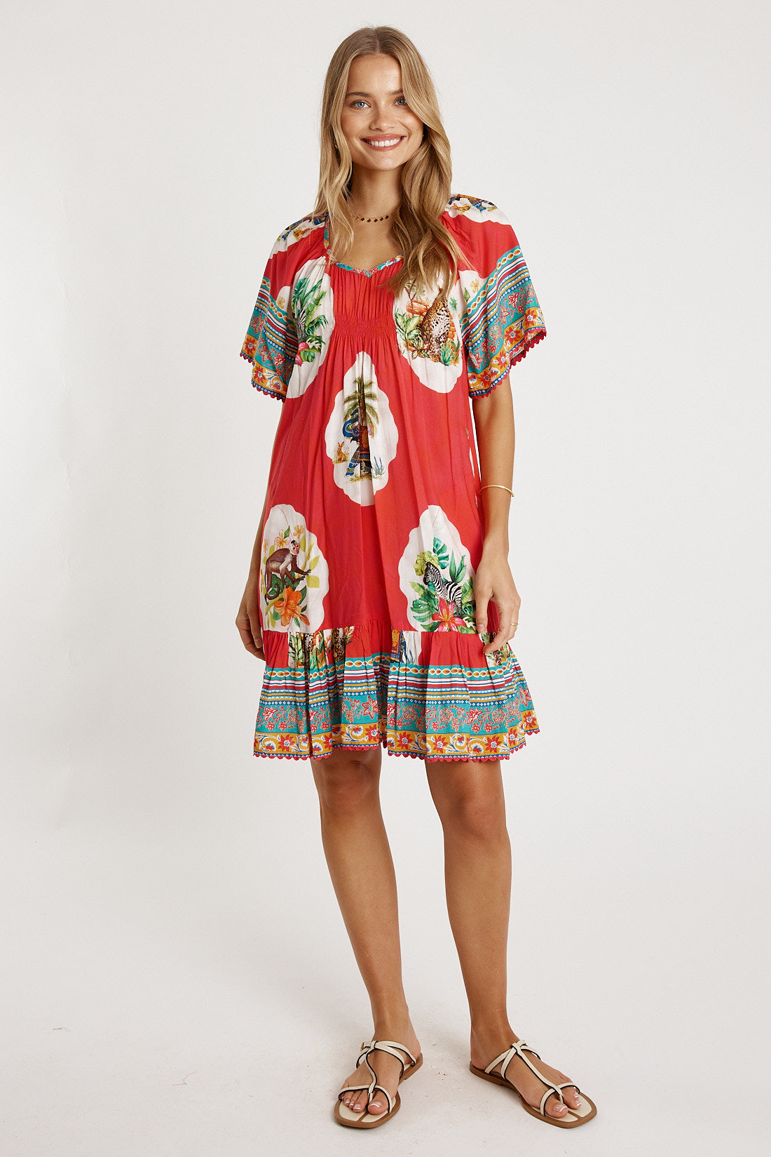 LulaLife Cyra Shirred Dress Melon