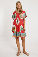 LulaLife Cyra Shirred Dress Melon