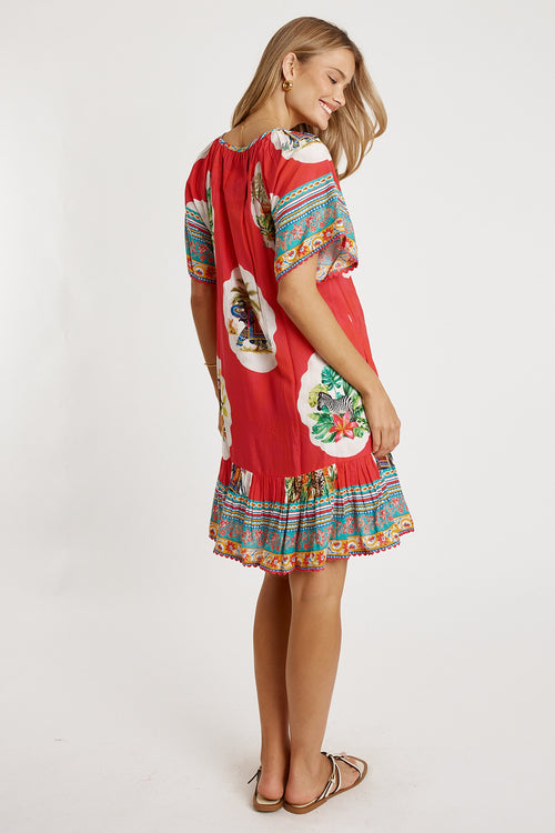 LulaLife Cyra Shirred Dress Melon