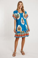 LulaLife Cyra Shirred Dress Sky